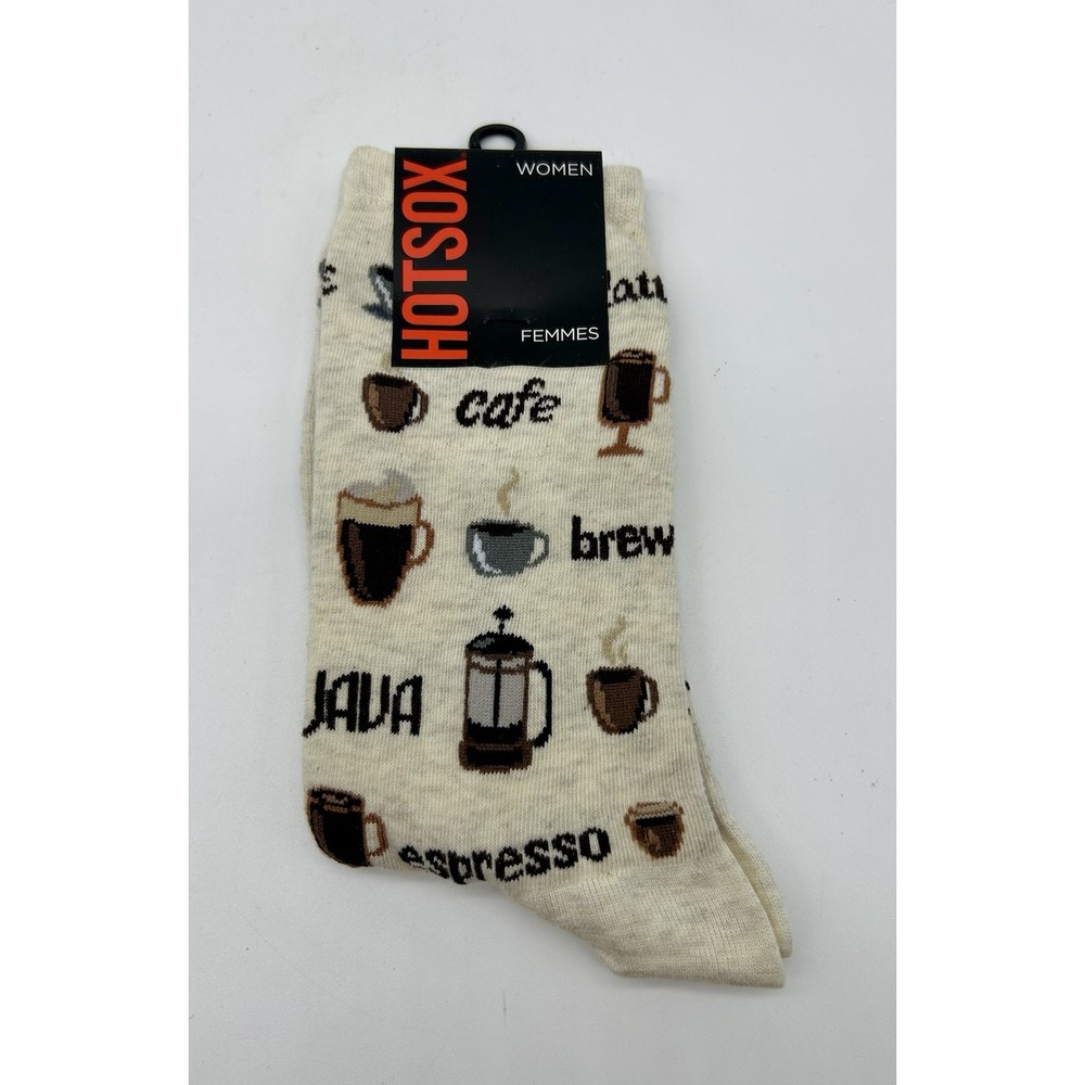 HOTSOX Women's Cafe Coffee Themed Socks Espresso Java Brew Socks 9-11 NEW